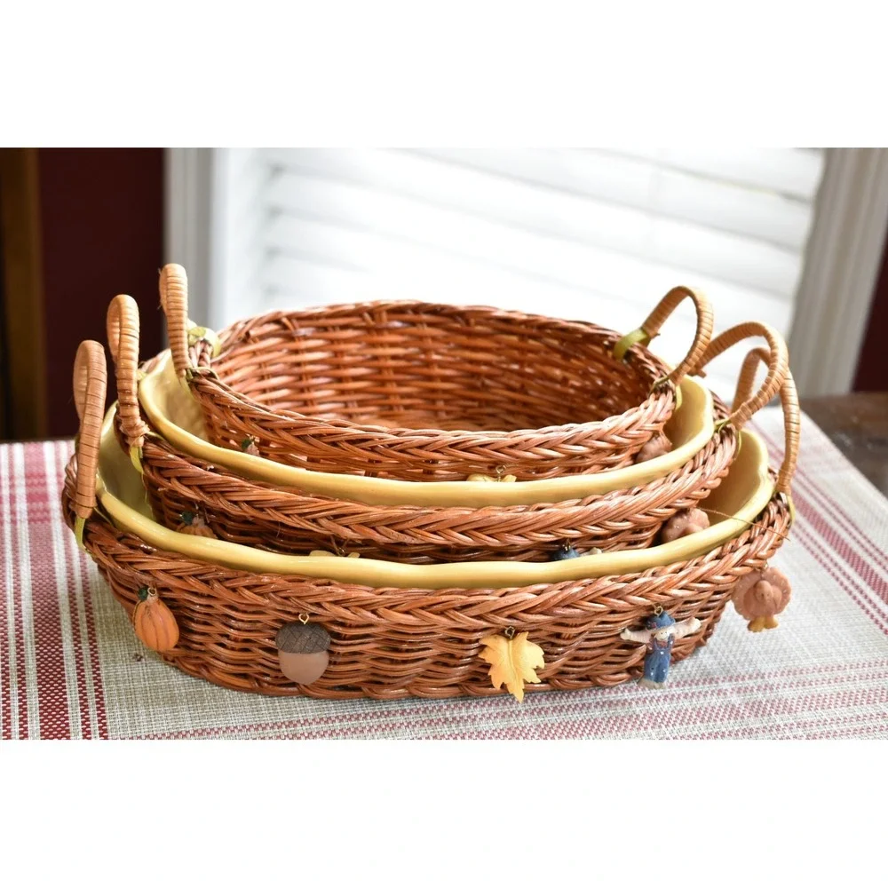 Harvest Nesting Baking Dish Set with‎ Wicker Baskets baking dish